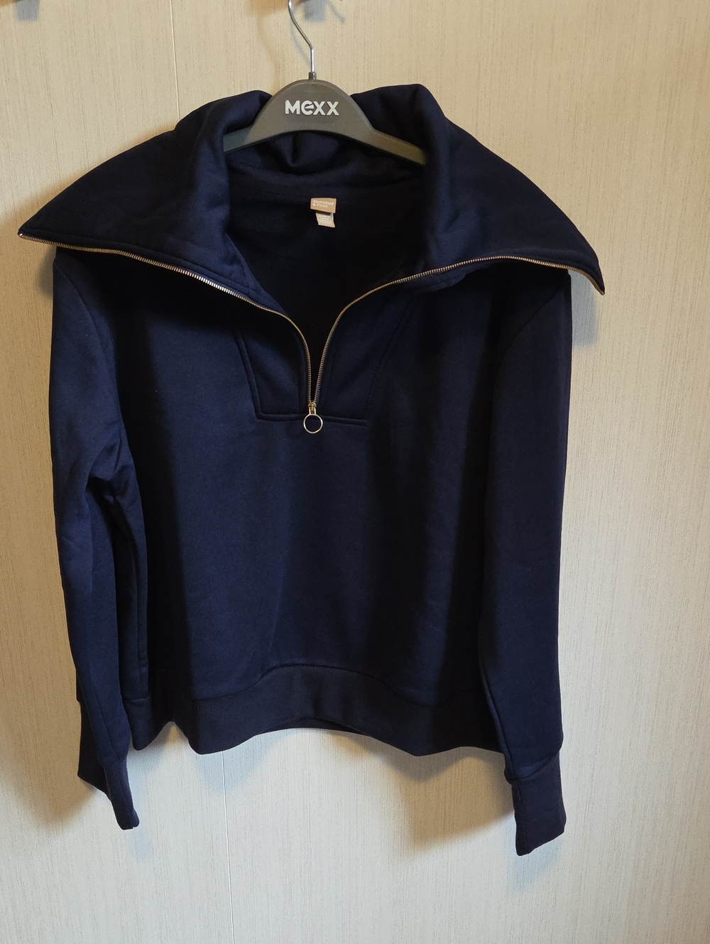 summer & rose Navy Half-Zip Funnel Neck Sweater